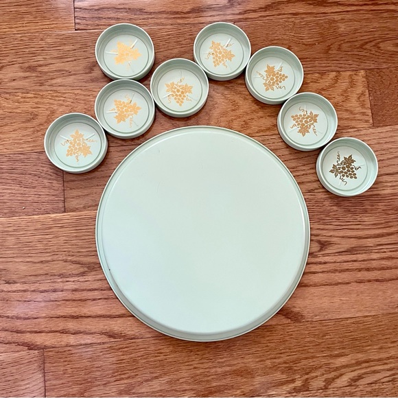 Vintage 1950s Serving Tray with 8 Coasters - Picture 6 of 6